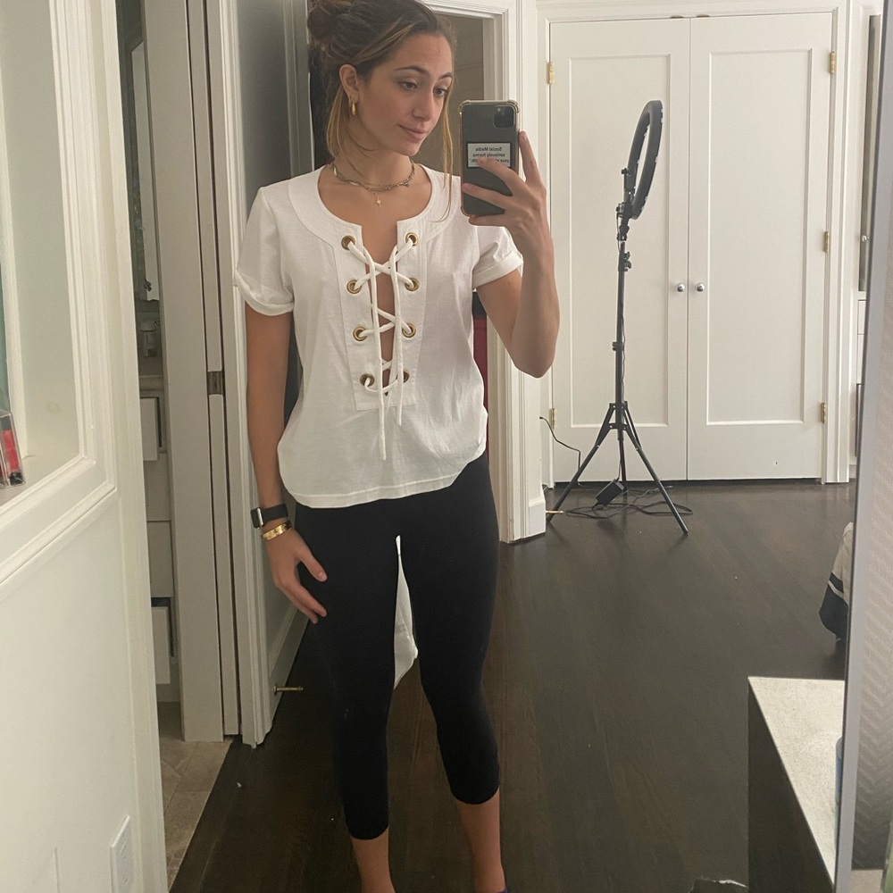 Chloe lace up top white size small 2 or 4 nwt